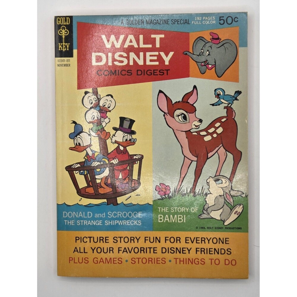Walt Disney Comics Digest 5 1968 Gold Key Donald Duck Carl Barks Fine FN- Bright
